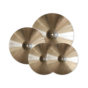 Conjunto de 4 Peças de Pratos de Bateria Artesanais em Bronze B20 Qualidade Profissional: Hi-Hat de 14'', Crash de 16'' e Ride de 20'' para Estúdio e Palco - Product Image 1