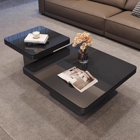 Table basse carrée minimaliste italienne haut de gamme moderne, bois massif, cadre en acier inoxydable, combinaison de plaques en pierre, petit appartement