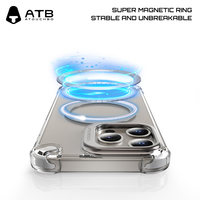 Étui de téléphone de luxe magnétique résistant personnalisé ATB, antichoc, airbag, non jaunissant, transparent pour iPhone 15 Pro Max