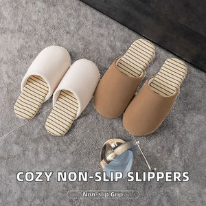 Chaussons d'intérieur et d'extérieur en coton pelucheux chaud et antidérapant pour hommes et femmes, couples, automne-hiver - Product Image 2