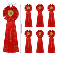 Ensemble de badges bouton personnalisés de haute qualité avec logo imprimé en feuille d'or, badges récompense rosette motivants avec ruban et crochet pour événements