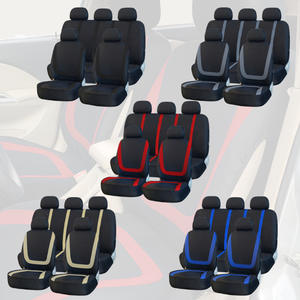 Funda de cuero PU para asiento de coche, conjunto completo de 5 asientos, costura fina, color negro y rojo - Product Image 6