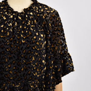 Women crew neck blouse polyester bohemian <b>top</b> Bohemian velvet blouse - Product Image 3