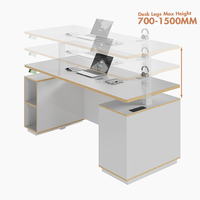 Bureau debout ergonomique moderne en bois blanc pliable et automatique pour PDG, poste de travail exécutif durable, montage facile, pour bureau
