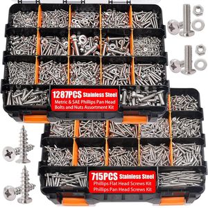 304 Stainless Steel Phillips Pan Head Screws And Nuts Set 2002Pcs Metric Grade A Countersunk Self Tapping Screws Kit - Product Image 1