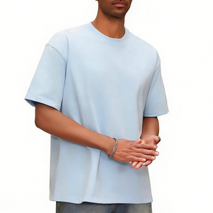 T-shirts surdimensionnés en coton mélangé à couche d'air pour l'été, personnalisables avec logo, en tissu de luxe épais pour hommes - Product Image 4