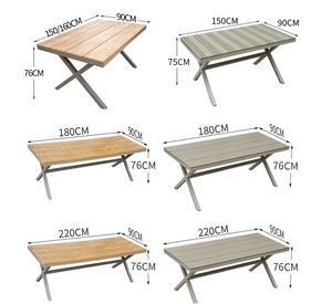 Ngoài trời không thấm nước khung kim loại nhựa gỗ quán cà phê ăn thịt nướng ban công Patio vườn bàn ghế Bộ - Product Image 6