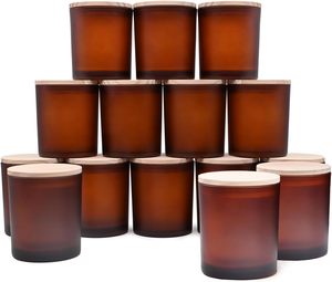 Empty 10oz Frosted Multicolor Glass Candle Jar Container Bamboo <b>Lid</b> Heat Resistant Eco-Friendly Reusable Recyclable Christmas - Product Image 2