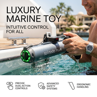 Scooter sous-marin cylindrique gris métallisé prêt à être expédié, 800W, propulseur de plongée à poignée unique, 144Wh, appareil de plongée en apnée et de surf