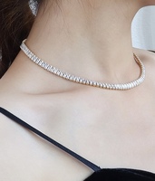 Collier ras du cou Gogem Haute Couture de haute qualité avec zircon complet, en acier inoxydable chirurgical, pour gala