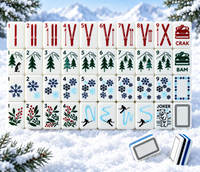 Jeu de Mahjong Américain en Acrylique Solide à 5 Couches Thème Sportif « Laissez la Neige tomber » – Tuiles de Mahjong Artisanales à Motifs Neige et Ski