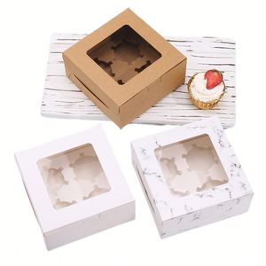 Wholesale Bakery Boxes Brown Food Grade Kraft Muffins Box Take Away 2/4/6 Holes Cavity Cupcake Boxes with Inserts and <b>Window</b> - Product Image 4