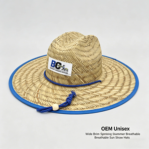 Chapeaux de paille de luxe pour hommes et femmes, à large bord, pour l'été, avec logo, vente en gros - Product Image 1