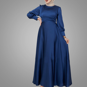 Modest Big Hem Muslim Maxi Evening Dress High Quality Satin Solid Color Formal Turkey Islamic Clothing New <strong>Model</strong> <strong>Abaya</strong> in Dubai - Product Image 3