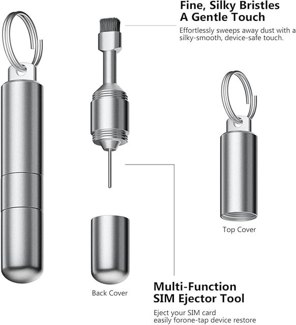 2 in 1 SIM Ejector Multi-Function Tool Portable Keychain Phone SIM Tray Removal Cleaner