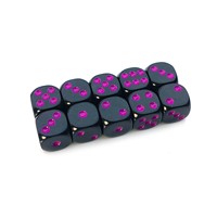Dés à points personnalisés de haute qualité 16 mm, coins arrondis moins chers, dés en acrylique noir D6 avec points colorés pour jeux de société