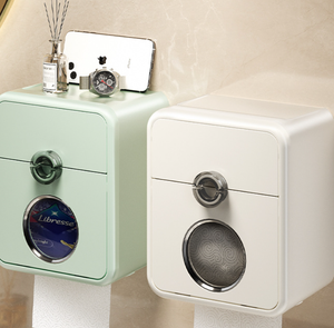 GREENSIDE Portarotolo da Bagno, Montaggio a Parete, Senza Foratura, Impermeabile, Portarotolo, Scaffale Portaoggetti - Product Image 1