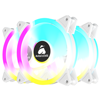 Ventilateur RGB adressable 120 mm blanc glacé à double anneau lumineux, silencieux, à haut débit d'air, pour refroidissement de châssis de tour ATX