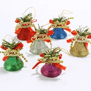 Décoration de Noël Cloches à paillettes colorées Petits ornements suspendus de Noël Cloches de Noël