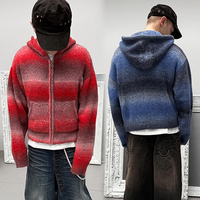 YSJY Fabricants de vêtements en tricot sur mesure, sweat à capuche court pour homme, style vintage, multicolore, entièrement zippé, en polaire duveteuse et fourrure