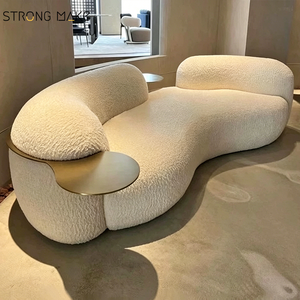 Sofá Moderno Blanco para Sala <span class=keywords><strong>de</strong></span> Estar, Sofá <span class=keywords><strong>de</strong></span> <span class=keywords><strong>3</strong></span> <span class=keywords><strong>Plazas</strong></span>, Muebles Modernos <span class=keywords><strong>de</strong></span> Lino, Sofá Modular Curvo <span class=keywords><strong>de</strong></span> Lujo para el Hogar - Product Image 1
