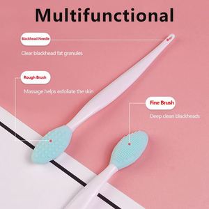 Beauty Skin Care Wash Face Silicone <b>Brush</b> Exfoliating Nose <b>Clean</b> Blackhead Removal <b>Brushes</b> Tools With Replacement Head - Product Image 3