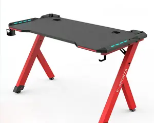 E运动碳桌面符合人体工程学的现代游戏桌pc办公桌，带led灯RGB LED游戏桌用于PC