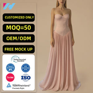Op maat gemaakte groothandel zomermode elegante dames elegante mouwloze vrouwen corset chiffon maxi jurk - Product Image 1