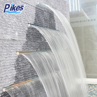 PIKES Fontaine murale de jardin en acrylique 300 mm, cascade d'eau intérieure/extérieure, rideau d'eau pour piscine avec éclairage LED, best-seller
