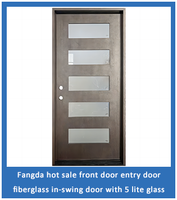 Porte extérieure pré-montée, taille 3/0 x 6/8 pouces, design moderne, en fibre de verre, porte d'entrée principale, marché nord-américain, usage résidentiel et pour appartements