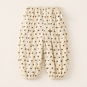<span class=keywords><strong>Pantaloni</strong></span> a Palloncino Color Crema per Bambine con Pois <span class=keywords><strong>Marroni</strong></span>, Vita Elastica e Polsini Arricciati per Collezioni di Abbigliamento per Bambini all'Ingrosso e Personalizzate - Product Image 4