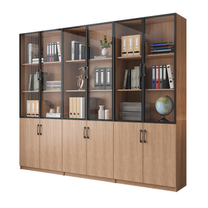 Armoire à 2 <span class=keywords><strong>portes</strong></span> <span class=keywords><strong>Bibliothèque</strong></span> personnalisée pour la maison Étude Rangement Armoire moderne Bureau <span class=keywords><strong>Bibliothèque</strong></span> en bois avec porte en verre - Product Image 5