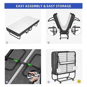 <span class=keywords><strong>Lit</strong></span> <span class=keywords><strong>pliant</strong></span> en acier portable simple avec matelas - Product Image 3