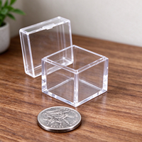 Boîte de protection transparente carrée pour pièces de monnaie, en plastique PS, avec couvercle
