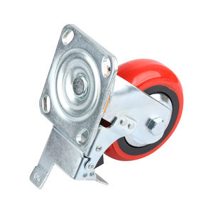 Fabricante chinês 3 Polegada Bloqueável Rodízio Plástico Rodas 44mm Largura Rodízios Giratórios com Rodas Vermelhas Ajustáveis - Product Image 2