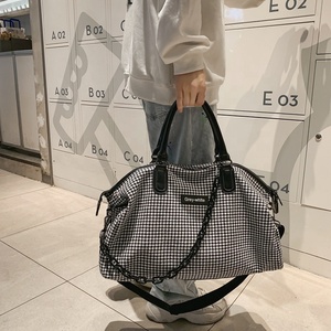 Venta al por mayor de punto de pata de gallo de la red personalidad negro <span class=keywords><strong>verde</strong></span> de moda duradera de fin de semana <span class=keywords><strong>deporte</strong></span> gimnasio bolso, bolso <span class=keywords><strong>bolsa</strong></span> de viaje - Product Image 1