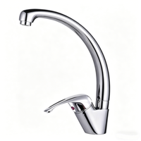 Robinet de cuisine monocommande chaud/froid certifié CE, moderne, col de cygne 40 mm, en laiton chromé, à poser sur comptoir