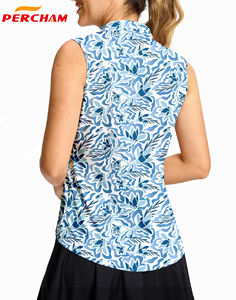 Tank Top Golf & tenis kerah V tanpa lengan wanita, kemeja Polo cepat kering UPF 50 + - Product Image 6