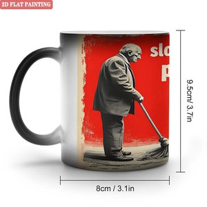 Smooth Round Rim <b>Ceramic</b> <b>Cup</b> 11oz Frosted Black Heat Sensitive Color Changing Magic Mug - Product Image 1