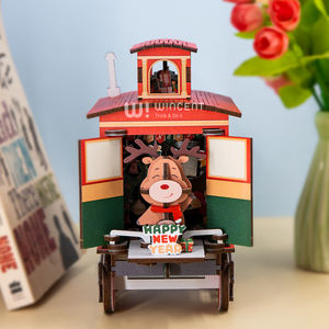 ผู้ผลิตของปริศนางานฝีมือไม้และของขวัญ Wincent การออกแบบล่าสุดปีใหม่กล่องแปลกใจลมไม้ขึ้นกล่องดนตรีของขวัญ - Product Image 2