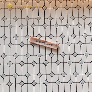 Mosaico in Marmo Bianco di Thassos con Design Unico e Mosaico di Conchiglie - Product Image 1