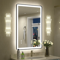 Miroir LED rectangulaire encadré mural anti-buée au design moderne