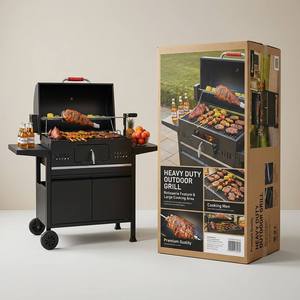 Barbecue au charbon de bois robuste pour l'extérieur <span class=keywords><strong>avec</strong></span> rôtissoire, barbecue portable pour les fêtes de jardin, le camping et la pêche - Product Image 4
