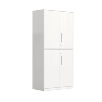 Armoire de classement en acier à double couche et quatre portes, avec serrure à clé, verrouillable, durable, design moderne, pour bureau, école, hôpital, atelier