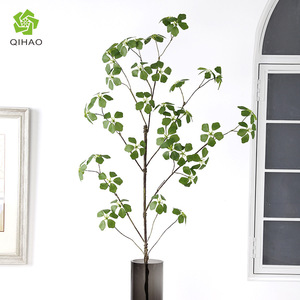 Qihao <b>Artificial</b> Guanyin Leaves Plastic Silk Flowers Vase Arrangement Indoor Wedding Decoration Greenery Plant Ornament - Product Image 2