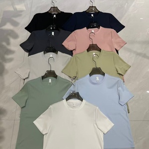 Skin Friendly Cotton Blend Solid Blank Short Sleeve Round Neck T <strong>Shirt</strong> Custom Print Multi Color Basic Summer Men Garment - Product Image 1