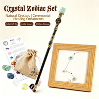 Ensemble de baguettes magiques en cristal des 12 signes du zodiaque, pierres naturelles polies, cadre d'affichage des constellations, coffret cadeau en cristal pour rituels spirituels et méditation