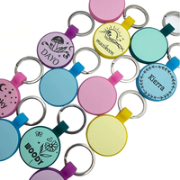 Étiquette d'identification pour animaux de compagnie en silicone ronde, lumineuse, double face, gravée au laser, anti-perte, pour chien ou chat, accessoire pour collier
