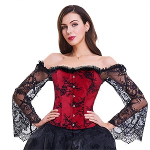 Mode fête de <span class=keywords><strong>mariage</strong></span> Bustiers hauts à porter Sexy à manches longues dentelle femmes Corsets Blouse - Product Image 2