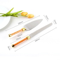 2 Pièces/Set Rhinestone Gold Cake Knife Server Set Wedding Dessert Set for Wedding Party Decoration Favor Gift